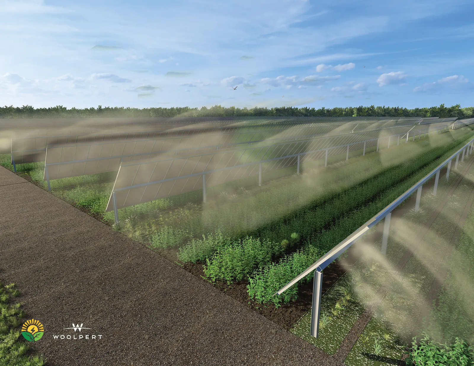 Solargation® solar infrastructure over agricultural land